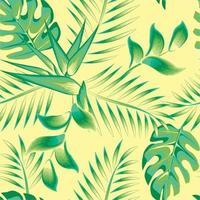 patrón natural sin costuras con hojas tropicales y follaje de plantas sobre un fondo beige. diseño vectorial impresión de la selva. textiles y estampados. fondo floral. trópicos exóticos. diseño de verano. otoño. vector