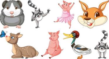 Set of various animals cartoon characters vector