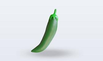 3d Vegetable Green Chillies rendering front view photo