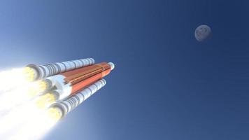 space rocket launch to the moon 3d illustration photo