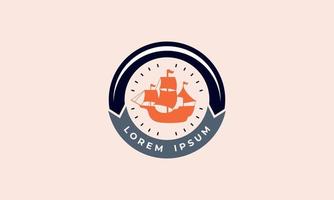 Adventure boat, sailboat and boat trip logo design vector template