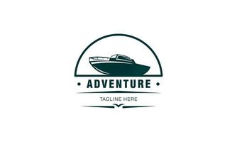 Plantilla de vector de diseño de logotipo de viaje en barco, velero y barco de aventura