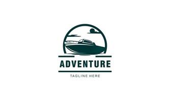 Adventure boat, sailboat and boat trip logo design vector template