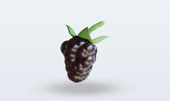 3d Fruits Blackberry rendering front view photo