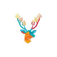 Deer leaf antlers logo design. vector