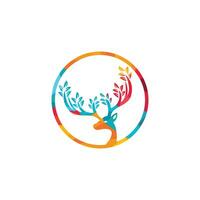 Deer leaf antlers logo design. vector