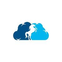 diseño de logotipo de vector de nube de caballo. diseño creativo de iconos de caballos y nubes.