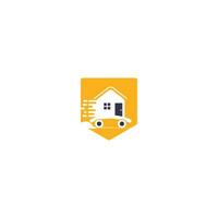 House moving company logo design. Home logo with moving symbols. vector