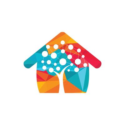 Tech Tree home shape concept Logo Template Design. Technology, nature, wireless, internet, network vector logo template.