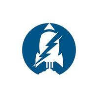 Electric rocket vector logo design. Rocket and thunderbolt logo icon.