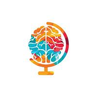 Brain planet vector logo template. Smart world logo symbol design.