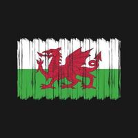 Wales Flag Brush Vector. National Flag Brush Vector Design