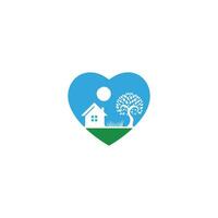 plantilla de diseño de logotipo de aldea ecológica. vector bienes raíces bio casa signo logotipo icono. etiqueta de vivienda orgánica para la vida de la salud.
