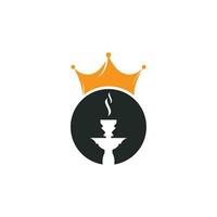 Hookah king vector logo design. Hookah logo with crown icon.