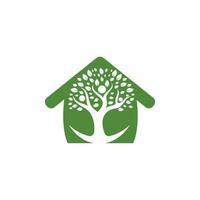 Human life logo icon of abstract people tree and house vector. Family tree sign and symbol. vector