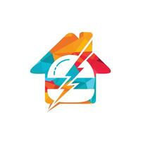 Flash burger vector logo design. Burger with thunderstorm and home icon logo.