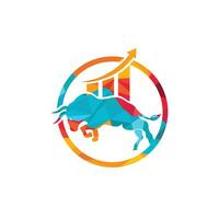 Financial bull logo design. Trade Bull Chart, finance logo. Economy finance chart bar business productivity logo icon. vector