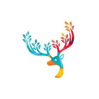 Deer leaf antlers logo design. vector