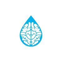 diseño de icono de vector de plantilla de logotipo de cerebro de gota