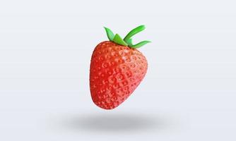 3d Fruits Strawberry rendering front view photo