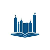 Education building logo design. Vector of book and a building, symbol of library and study.