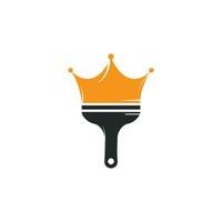 King paint vector logo design. Crown and paint brush icon.