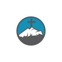 Baptist cross in mountain logo design. Cross on top of the mountain. vector