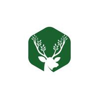 Deer leaf antlers logo design. vector