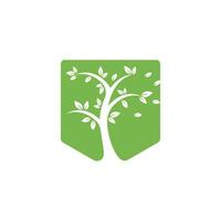 Tree logo design. Minimalist green tree logo symbol. vector