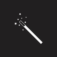 eps10 white vector magic wand tool or stick with stars icon isolated on black background. magic wand wizard symbols in a simple flat trendy modern style for your website design, logo, and application