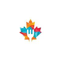 Canadian food restaurant logo concept. Maple leaf and fork icon. vector