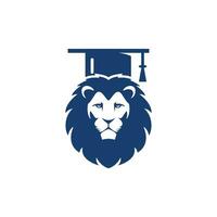 Lion Student vector logo design. Lion academy logo concept.