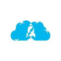 Electric rocket vector logo design. Rocket with thunderbolt and cloud logo icon.