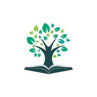 árbol con plantilla de logotipo de educación de libros. vector