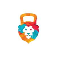 Gym lion logo template design. Fitness gym badge illustration. vector