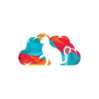 diseño de logotipo vectorial de gato en la nube. vector