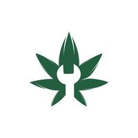 diseño de logotipo vectorial de llave inglesa de cannabis. vector