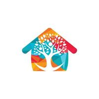 Human life logo icon of abstract people tree and house vector. Family tree sign and symbol. vector