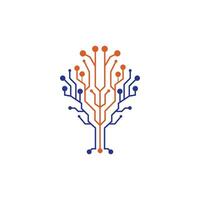 Digital Tree vector logo design. Technology logo template design vector.