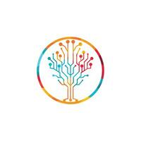 Digital Tree vector logo design. Technology logo template design vector.