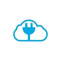 Electric power plug and cloud vector logo design. Power logo design template. Power energy symbol.