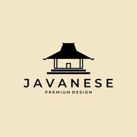 javanese traditional house logo vintage vector symbol illustration design