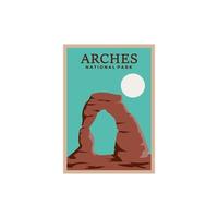 arches national park vintage poster illustration designs vector