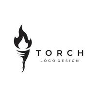 Minimalist liberty torch Logo template design. Torch with simple shape. Elegant letter T, fire and pillar. vector