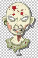 Creepy zombie head on grid background vector