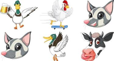 Set of various animals cartoon characters vector