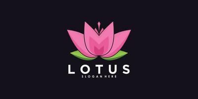 diseño de logotipo de loto con vector premium de concepto creativo