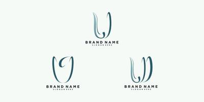 Set of letter u v w logo design vector