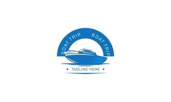 Adventure boat, sailboat and boat trip logo design vector template