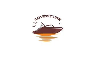 Adventure boat, sailboat and boat trip logo design vector template
